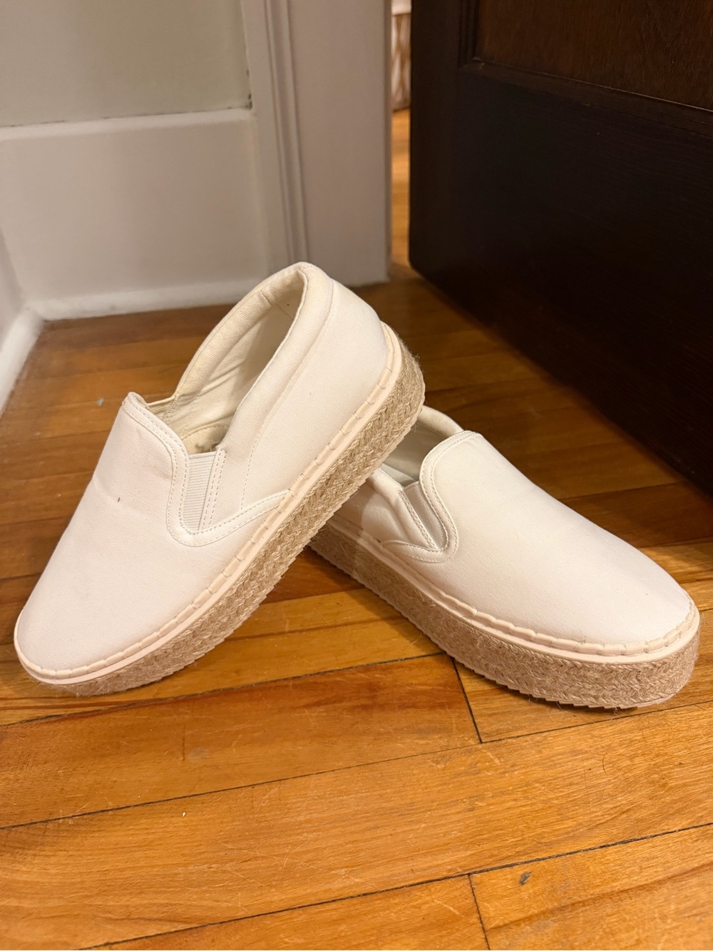 H&M Slip-On Canvas Platform Espadrille Sneakers - White